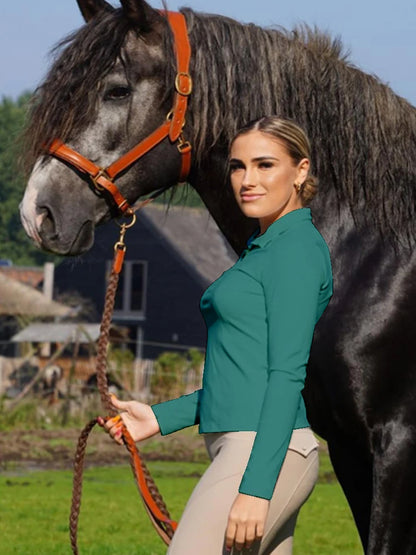 Burgundy Horse Riding T-Shirt / Women Soft Equestrian Long Sleeve Tops / Available in colors