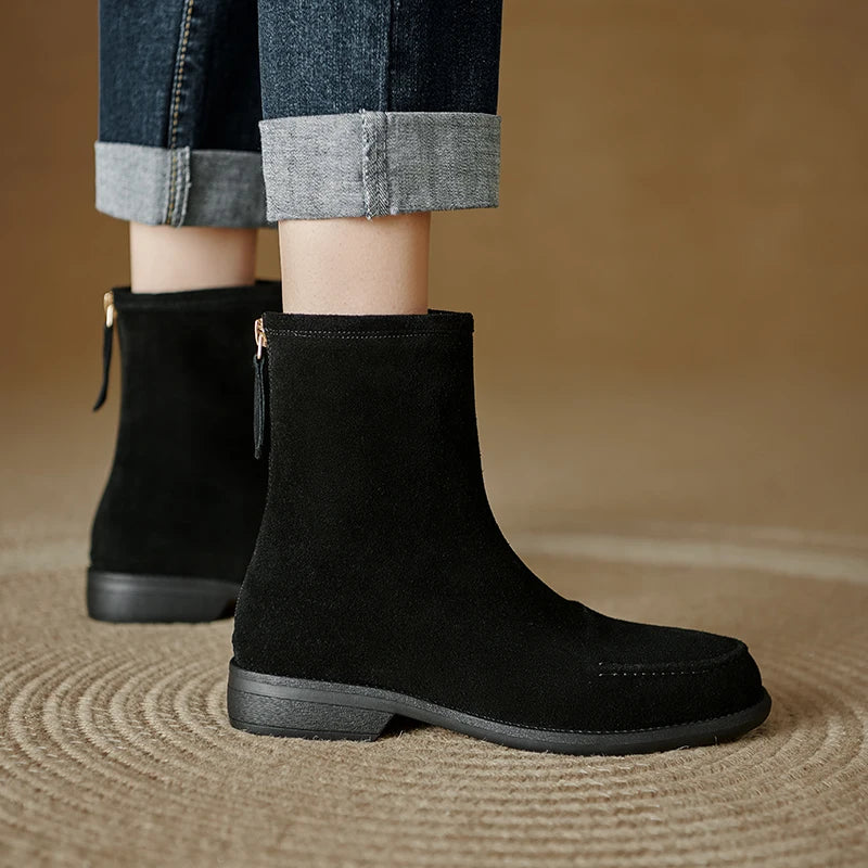2026  Suede Women  Flat Heels Ankle Boots - ghoddosh.com