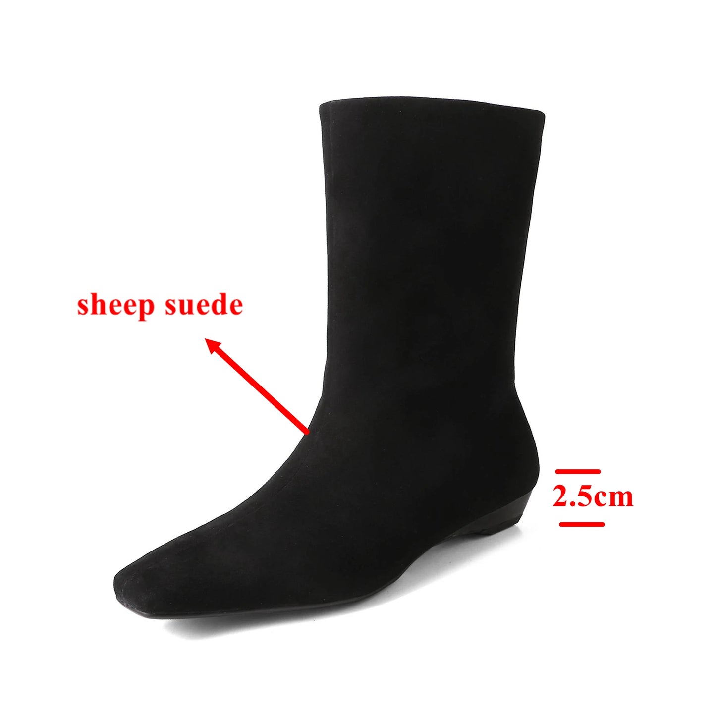 Suede Square Toe Low‑Heel  |  Casual & Modern Ankle Boots - Ghoddosh