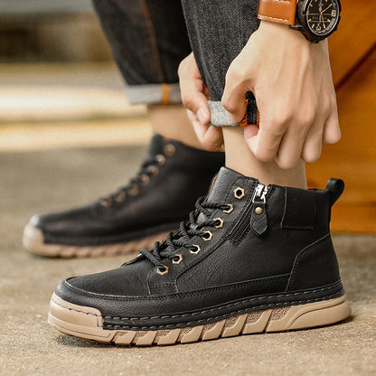 Men's Premium Leather Ankle Boots. Comfortable , Non Slip Footwear - Ghoddosh
