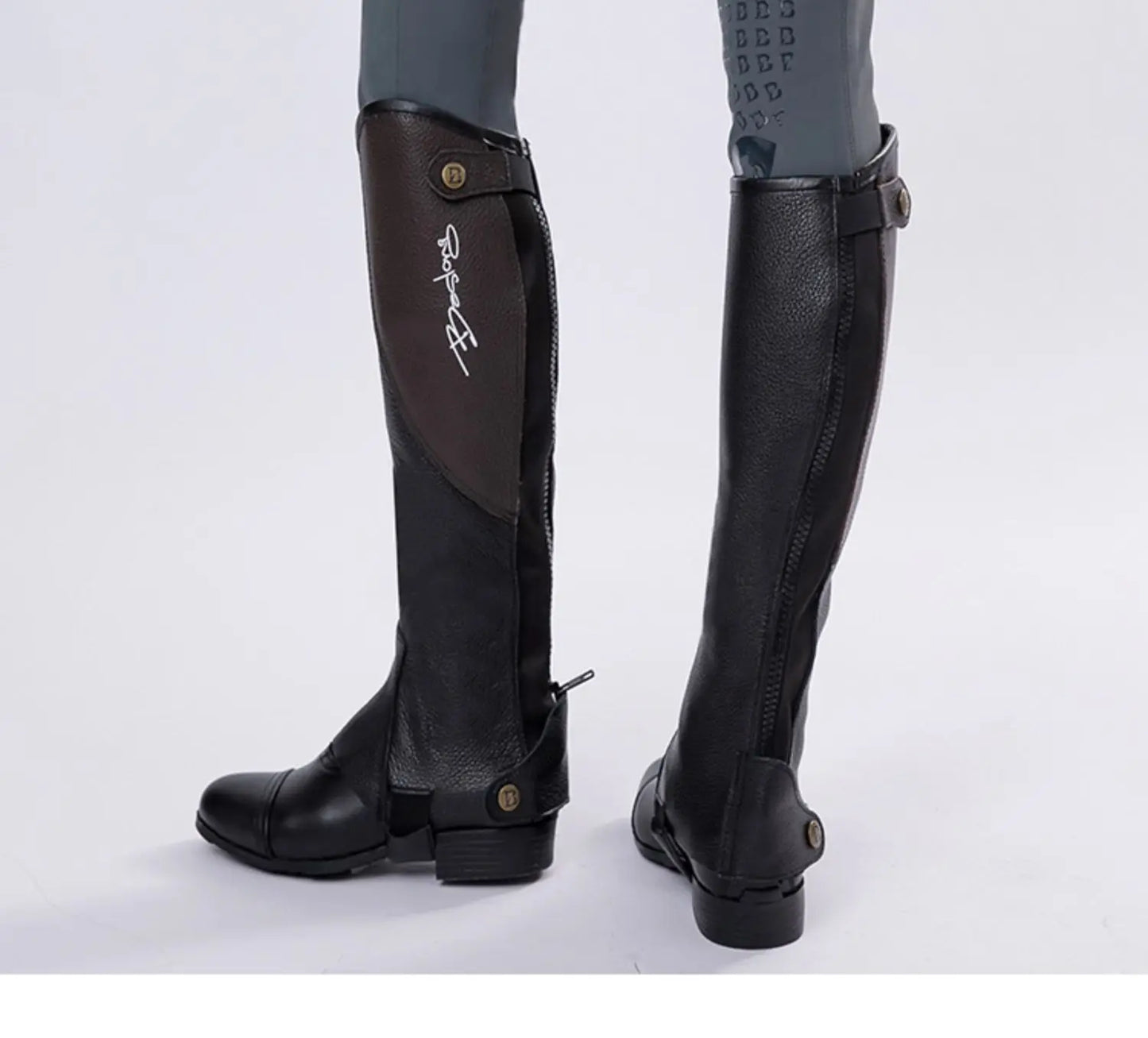 High Quality Half Chaps Full Soft Cow Leather Splicing Horse Riding leg  Protector For Unisex