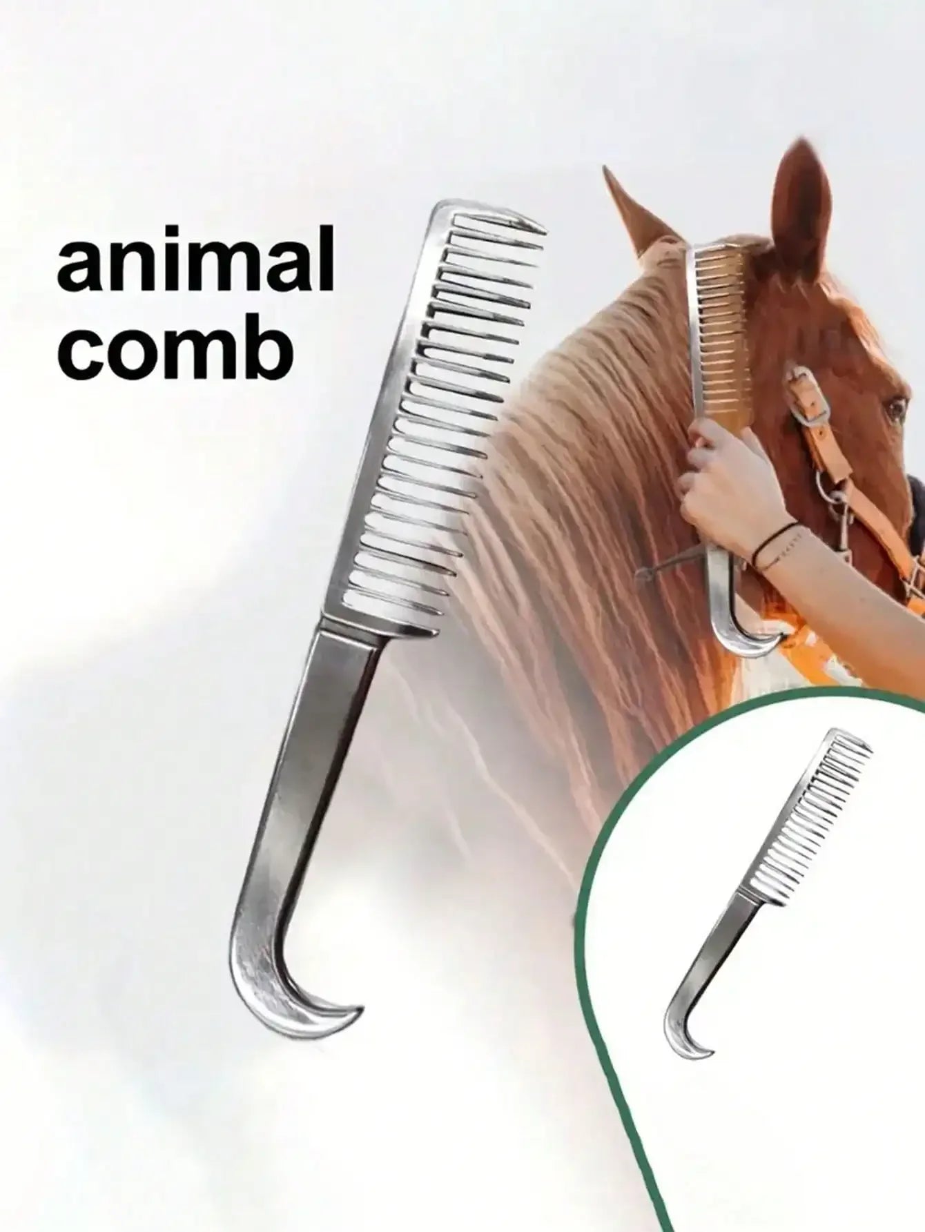 1pc Aluminum Alloy Horse Comb - Lightweight, Durable, Tangle-Free, Gentle on Horse Mane & Legs - Ghoddosh 
