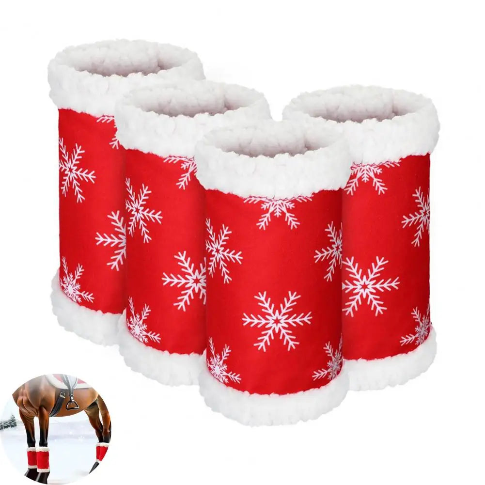 1/4/7 Pcs Horse Christmas Red Costumes  - Santa Hat , Horse Saddle , Pad Leg Wraps Decoration Accessories Xmas Winter Holiday Supplies - ghoddosh.com