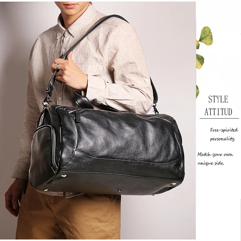 Men's Genuine Leather Handheld Bag, - Ghoddosh