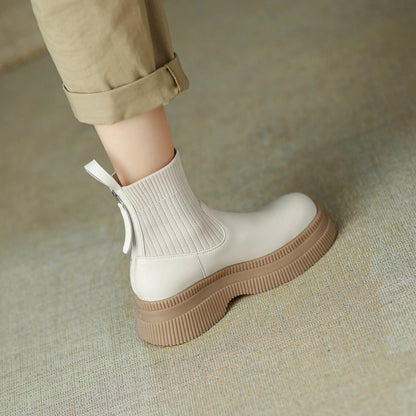 Casual Round-Toe Slip-On Ankle Boots - Ghoddosh