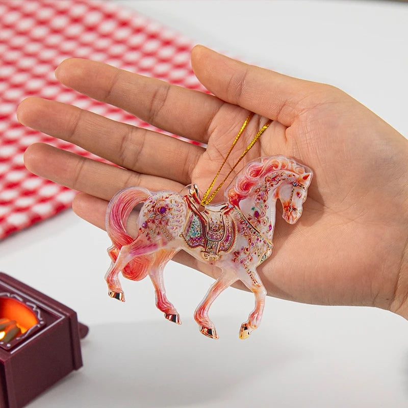 2D Acrylic Horse  Hanging Christmas Tree Ornaments - Ghoddosh.com