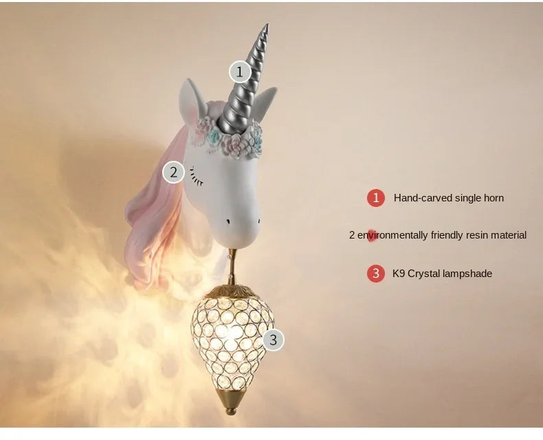 Modern Unicorn Wall Mounted Light – Creative Children's Bedroom Décor & Bedside Reading Sconce @ ghoddosh.com