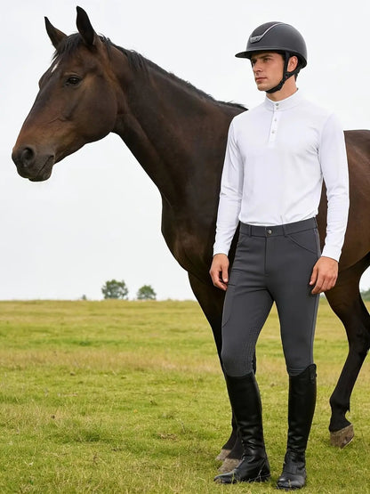 Men’s Silicone Knee Patch Riding Breeches – Breathable, Quick-Dry Equestrian Pants @ ghoddosh.com