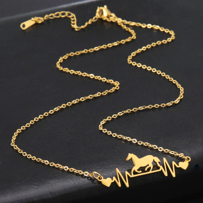 Geometric Stainless Steel  Horse Lifeline Pendant @ ghoddosh.com