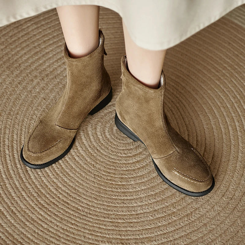 2026  Suede Women  Flat Heels Ankle Boots - ghoddosh.com