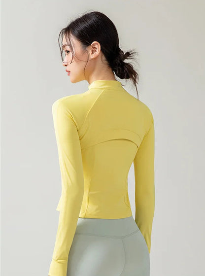 Full Zipper Sports  Women's Shirt -  Slim Long Sleeve  Exercise Sweatshirt @ ghoddosh.com