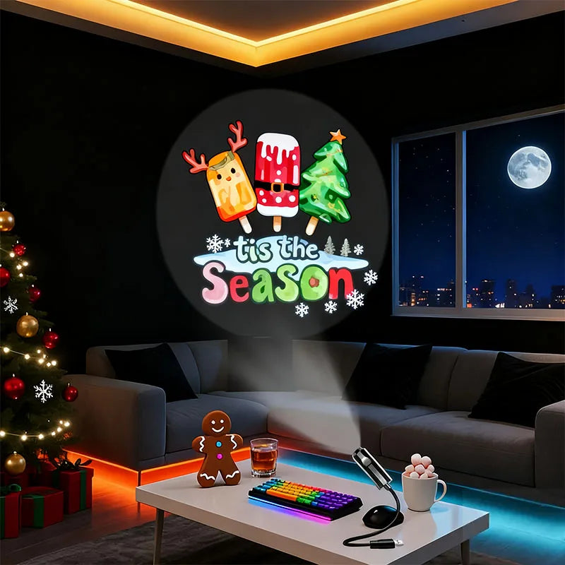 USB-Powered LED Night Light with 10 Christmas Patterns / 360°Rotation @ ghoddosh.com