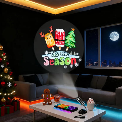 USB-Powered LED Night Light with 10 Christmas Patterns / 360°Rotation @ ghoddosh.com