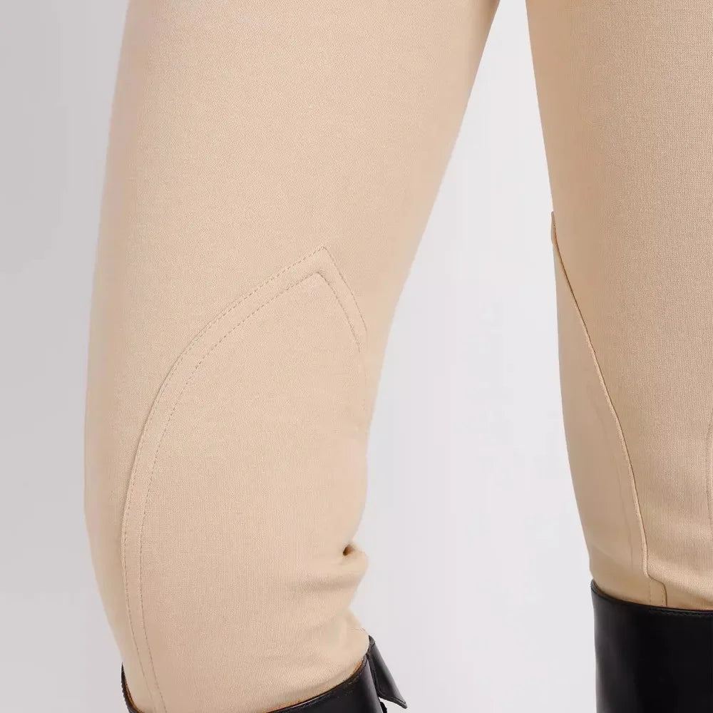 Winter Knitted Half-Leather Equestrian Breeches with Single Zipper @ ghoddosh.com