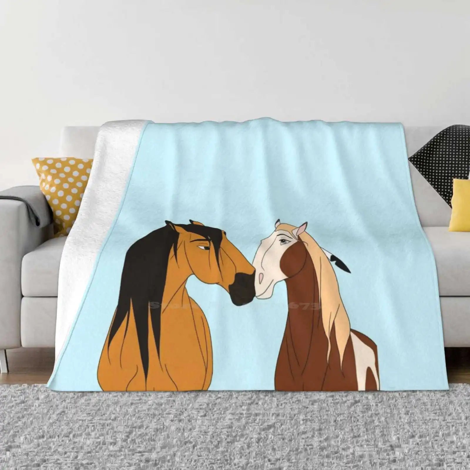 Premium Double-Layer Kids High quality  horse printed  Blanket