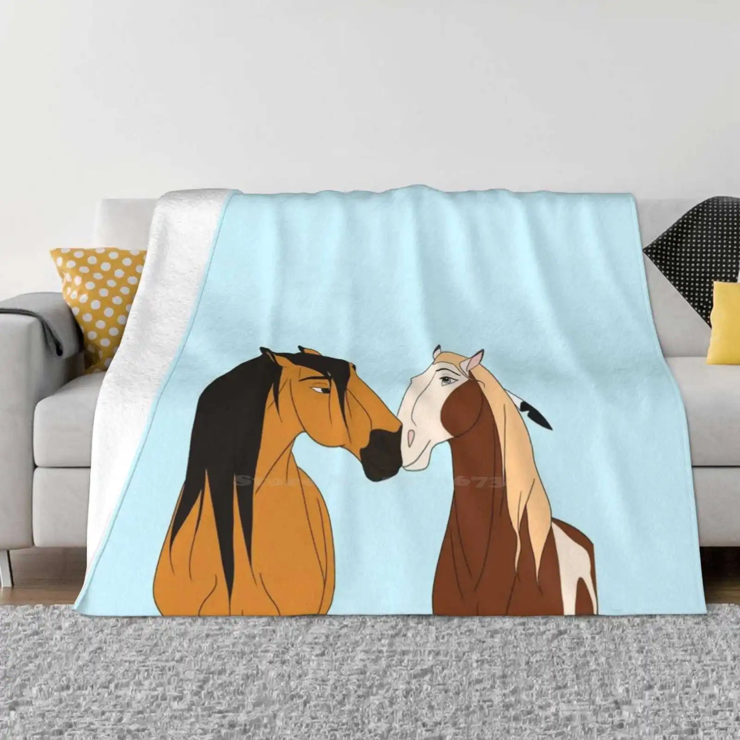 Premium Double-Layer Kids High quality  horse printed  Blanket