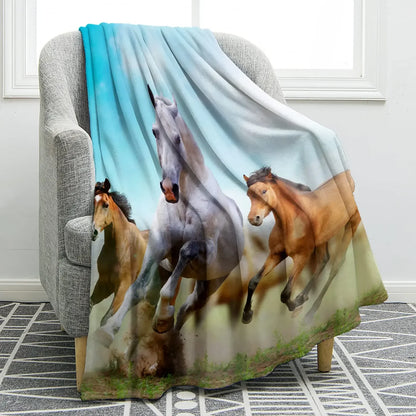 Horse lovers Blanket / Cowgirl  Western Soft Warm Print  Blanket