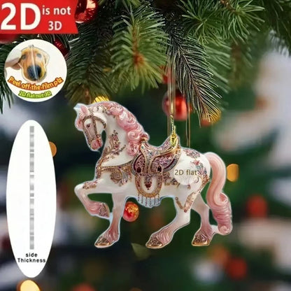 2D Acrylic Horse Christmas Pendant / Magical Horse  Tree Ornament @ghoddosh.com