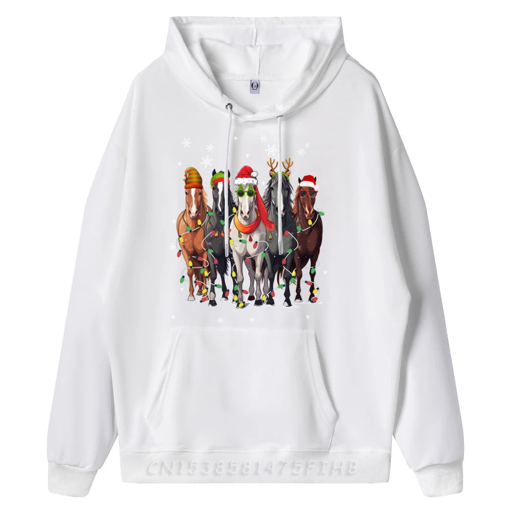 Horses Merry Christmas Printed Graphics  Hoodies For Him @ ghoddosh.com