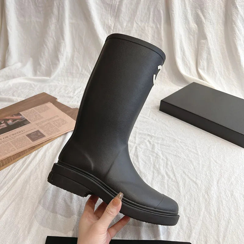 Waterproof, Non Slip, Below The Knee, Fashionable and Versatile High Top Knight Boots for Women @ghoddosh.com