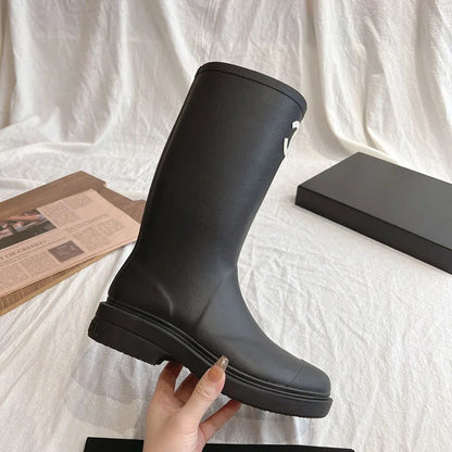 Waterproof, Non Slip, Below The Knee, Fashionable and Versatile High Top Knight Boots for Women @ghoddosh.com