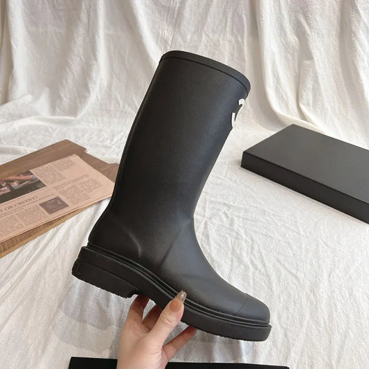 Waterproof, Non Slip, Below The Knee, Fashionable and Versatile High Top Knight Boots for Women @ghoddosh.com