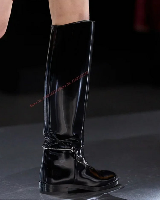 Knee-High “Knight” Winter Riding Boots – Round Toe, Flat Heel Equestrian Style (Multiple Colors)