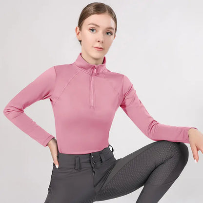Western Zipper Horseback , Long Sleeve  Equestrian Tops