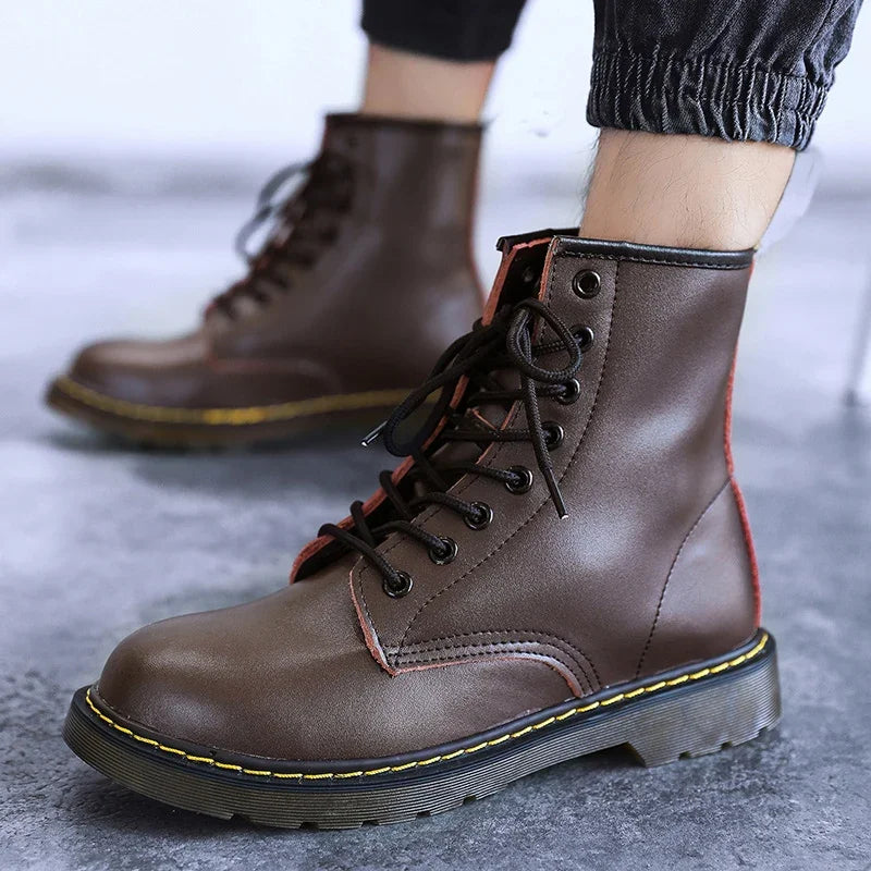 Men Genuine Leather Classic Boots - British Style Riding Short Ankle Boots -ghoddosh.com
