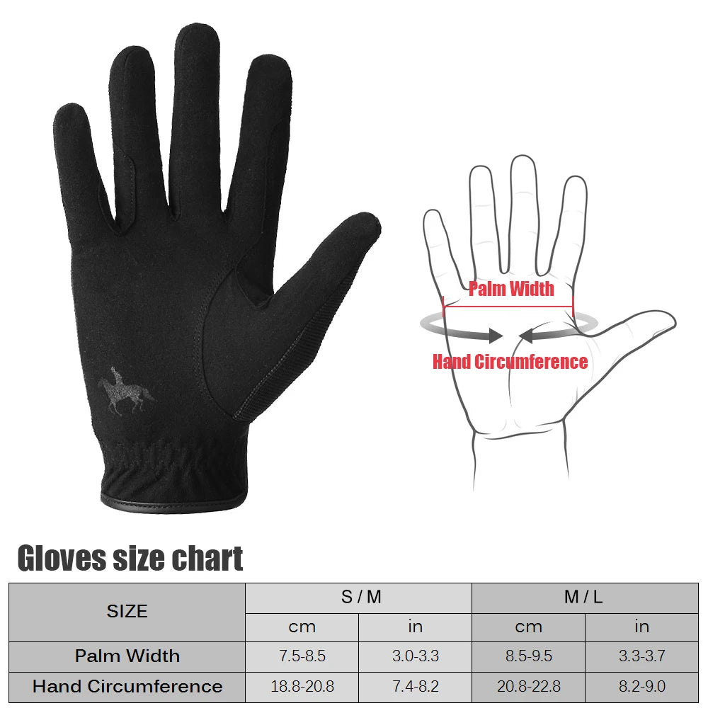 Professional Unisex Horse Riding Gloves  size chart , Ghoddosh