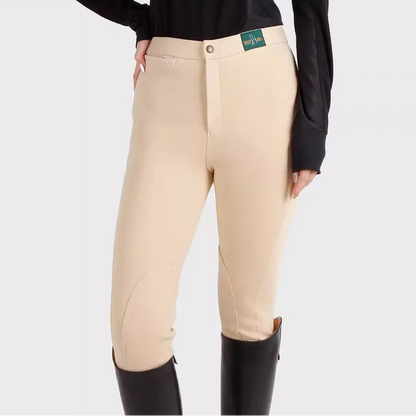 Winter Knitted Half-Leather Equestrian Breeches with Single Zipper @ ghoddosh.com