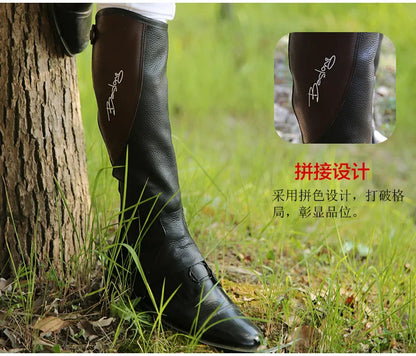High Quality Half Chaps Full Soft Cow Leather Splicing Horse Riding leg  Protector For Unisex