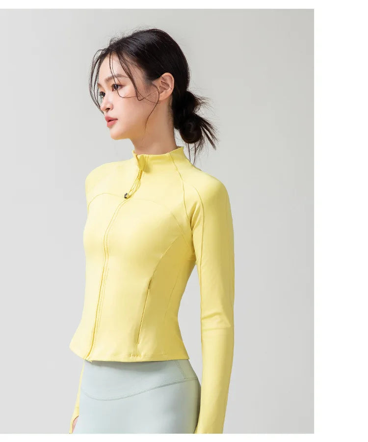 Full Zipper Sports  Women's Shirt -  Slim Long Sleeve  Exercise Sweatshirt @ ghoddosh.com