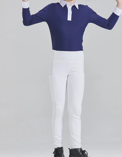 Summer children's equestrian pants  high elasticity knitted children's horse riding pants full silicone - Ghoddosh