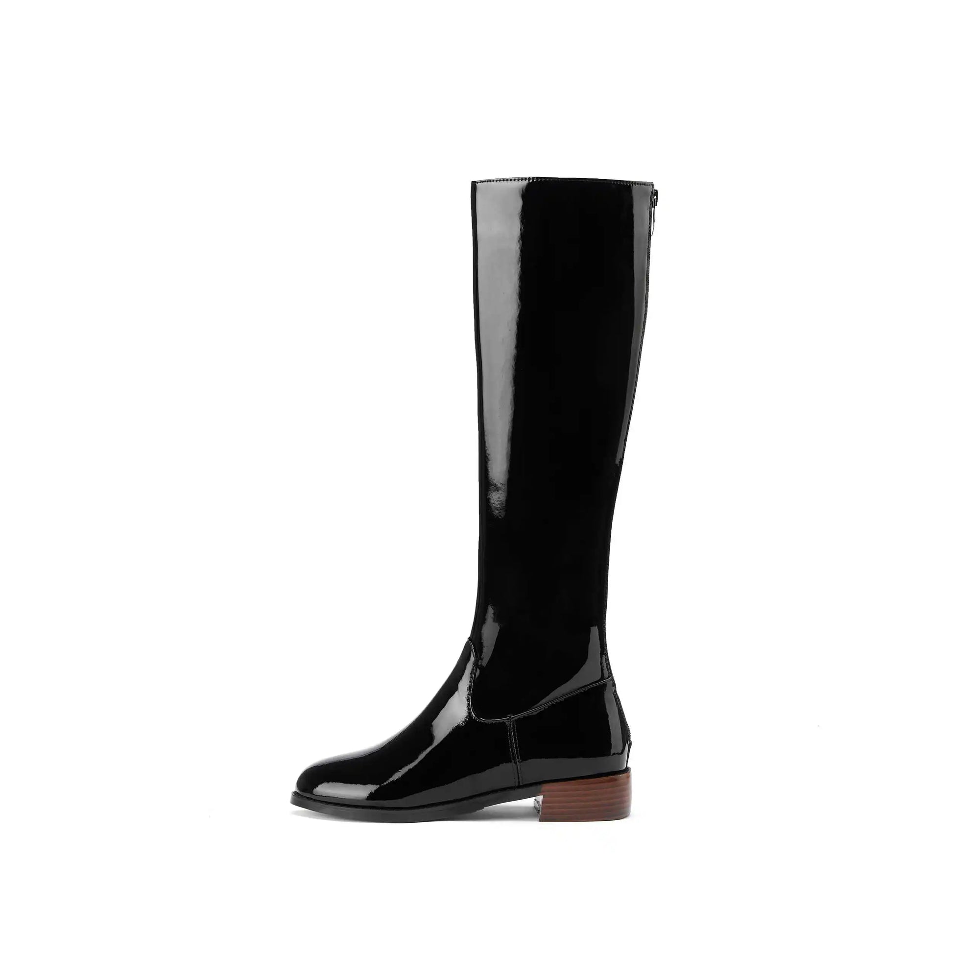 2026 New Arrival  Riding Boots - Cow Patent Leather Round Toe Med Heel Fashion Boots - ghoddosh.com 