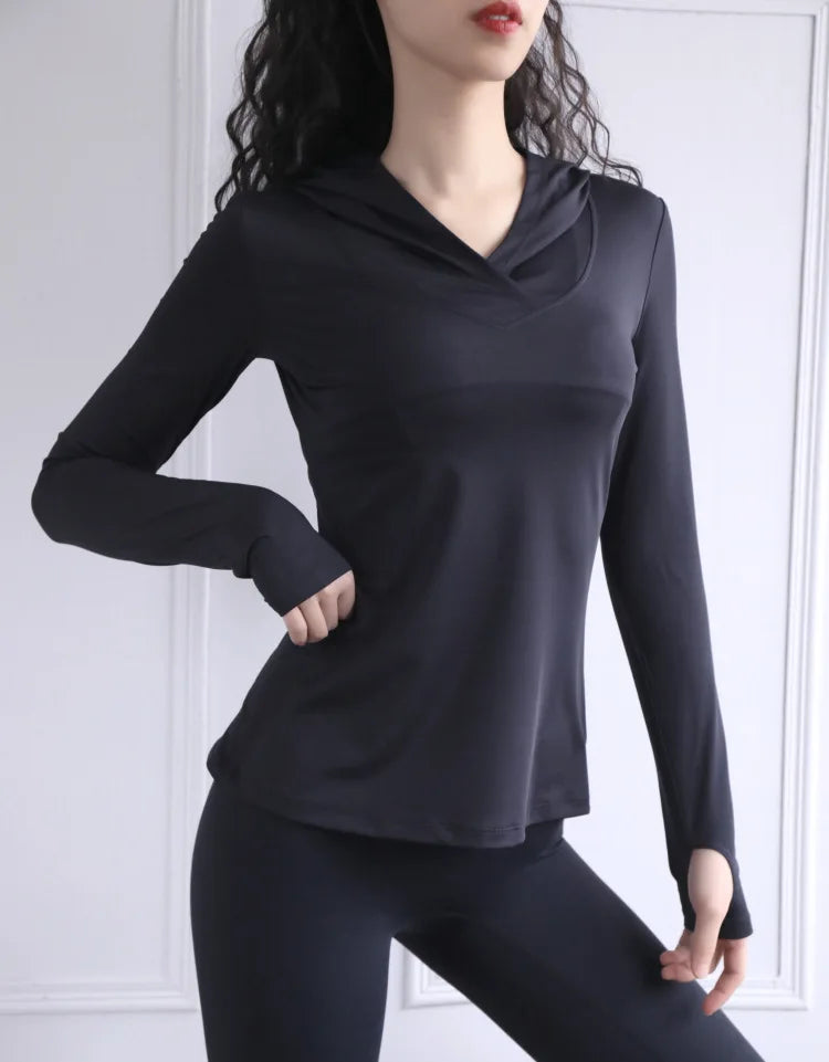 Women's Back Fork Mesh Breathable ,Long Sleeve ,Thumb Hole Sports  Hoodie @ ghoddosh.com