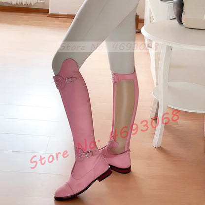 Women's Chunky Med Heel Cow Leather Thigh High Riding Boots