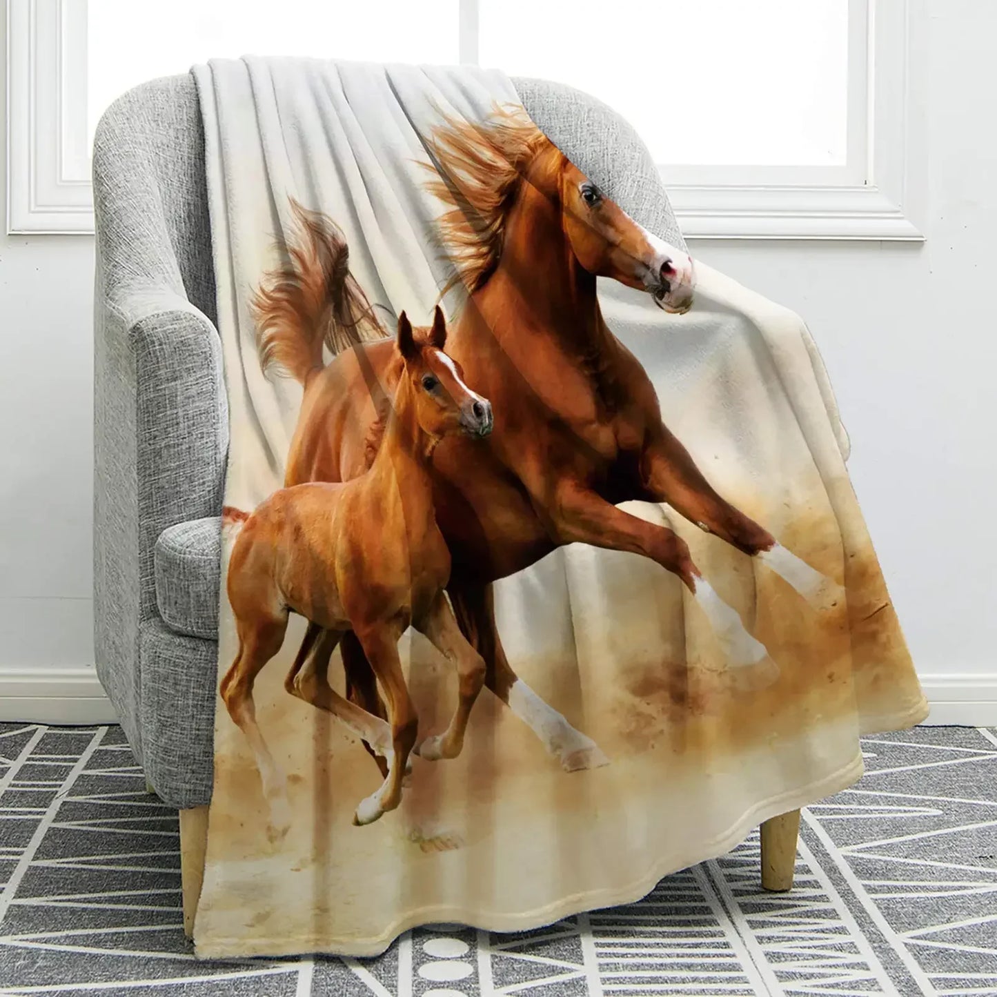 Horse lovers Blanket / Cowgirl  Western Soft Warm Print  Blanket