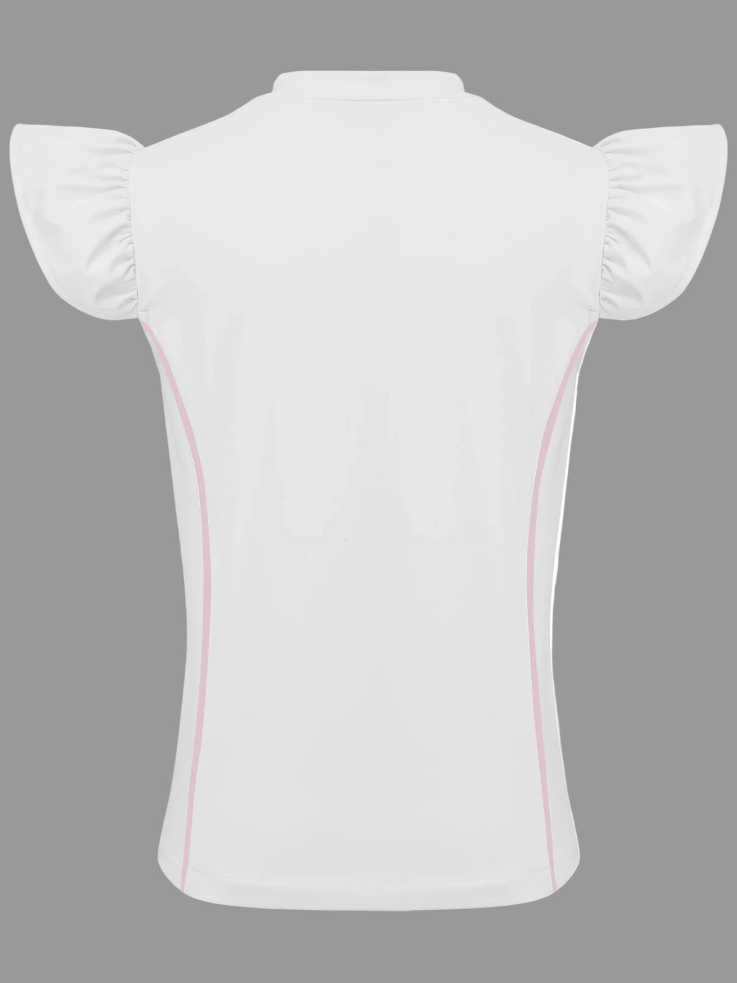 Girls Equestrian Quarter-Zip  Shirt | Kids Ruffled Sleeve Quick-Dry Horse Riding Top @ ghoddosh.com