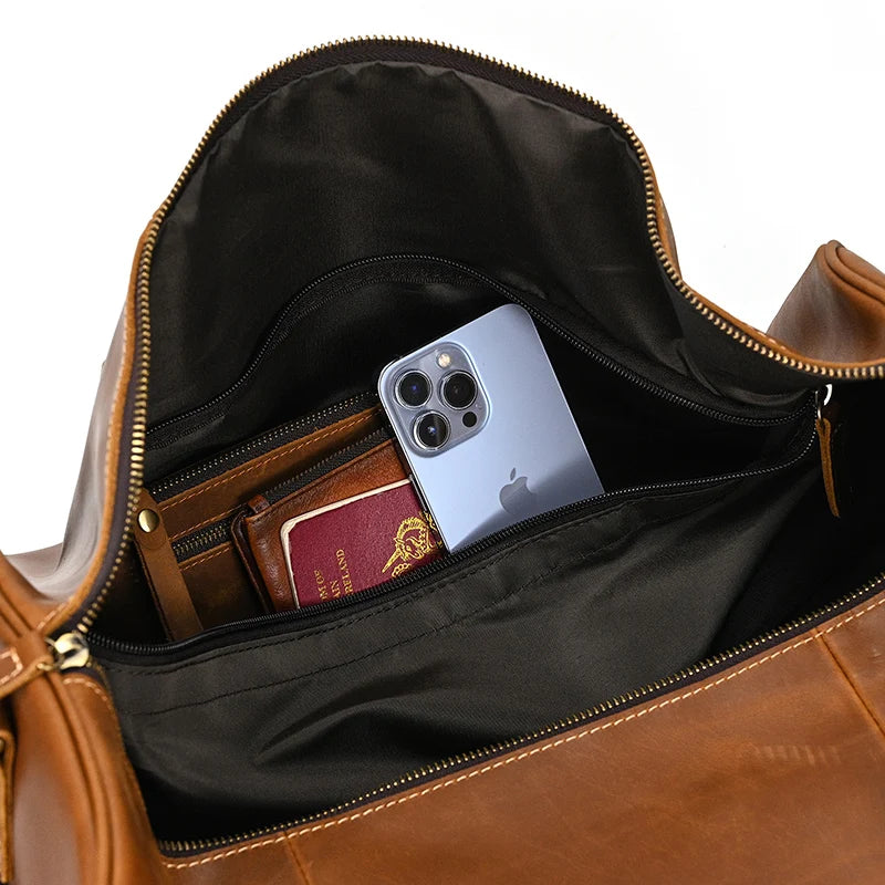 Luxury Genuine cow Leather Equipment Travel Bag - Ghoddosh 
