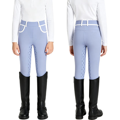 Girls Full Seat Equestrian Leggings  Non-Slip Horse Riding Pants with Pockets @ ghoddosh.com