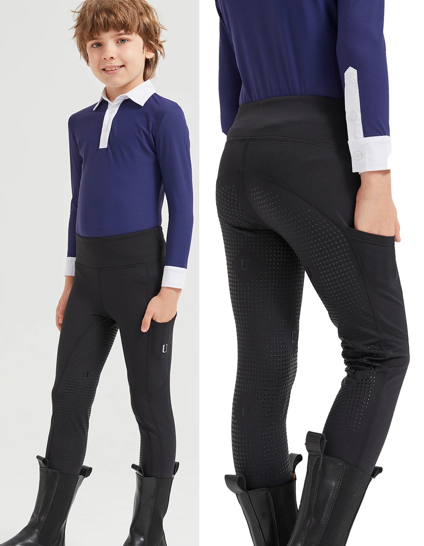 Summer children's equestrian pants  high elasticity knitted children's horse riding pants full silicone - Ghoddosh