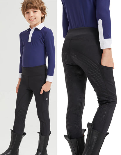Summer children's equestrian pants  high elasticity knitted children's horse riding pants full silicone - Ghoddosh