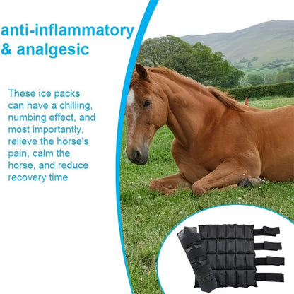 Reusable Horse Ice Leg Wrap for Post-Workout Recovery and Cooling Relief, Adjustable Equine Cold Therapy Boot. @ ghoddosh.com