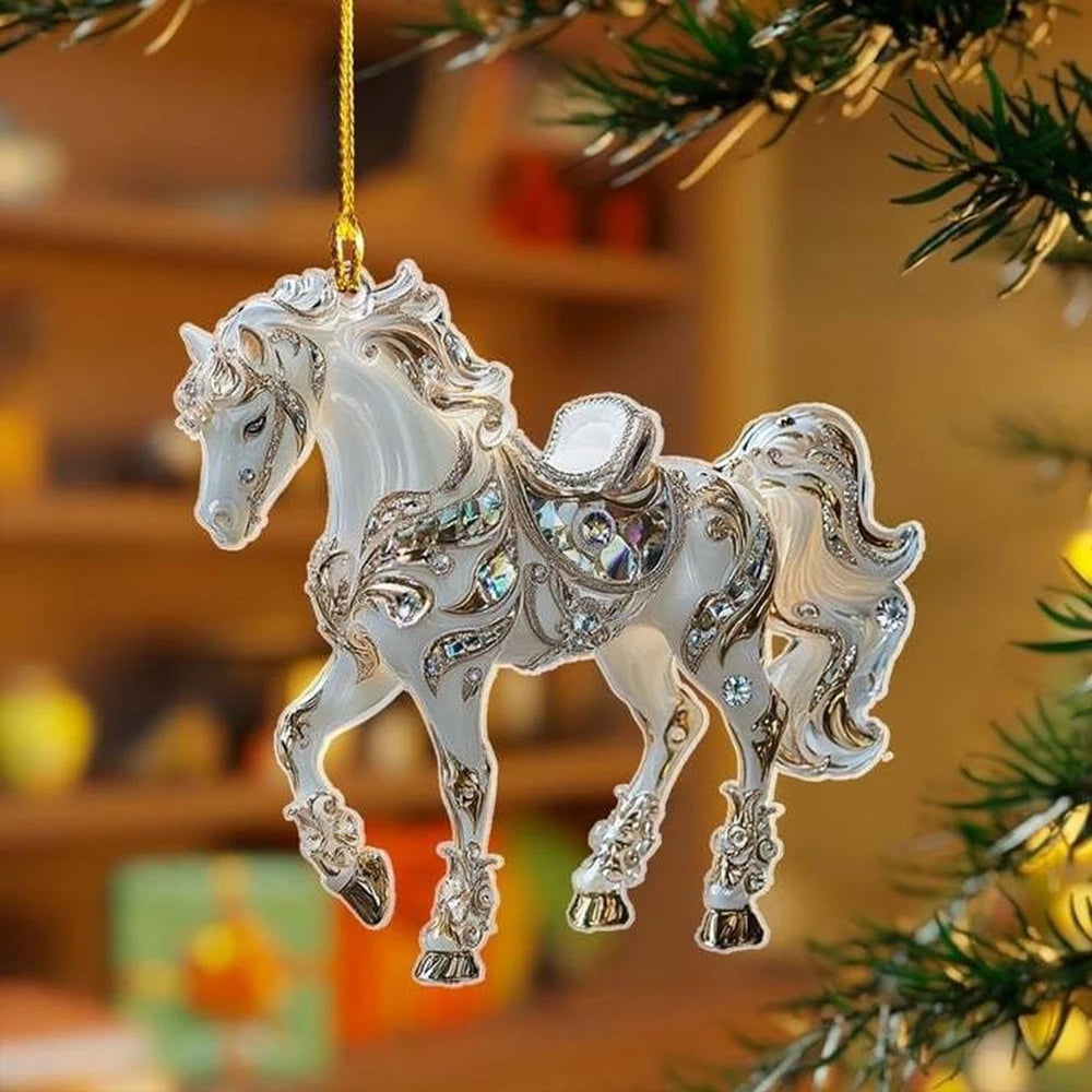 2D Acrylic Horse Christmas Pendant / Magical Horse  Tree Ornament @ghoddosh.com