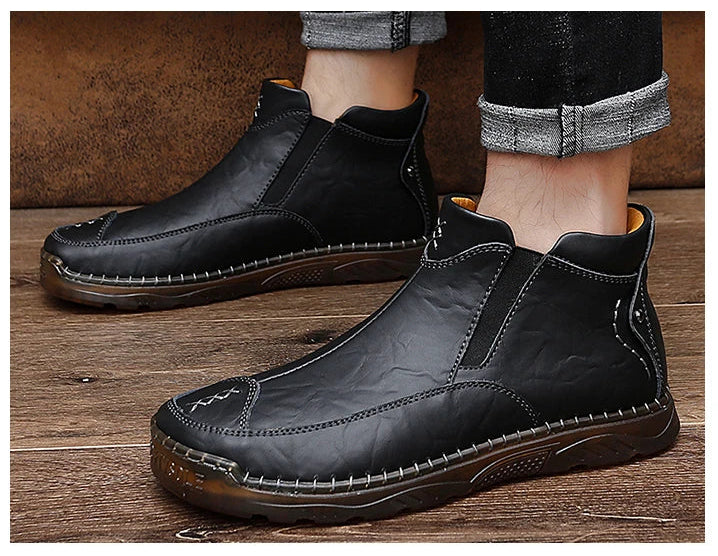 British Style  Comfortable Leather Ankle Boots For Him @ghoddosh.com