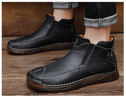 British Style  Comfortable Leather Ankle Boots For Him @ghoddosh.com