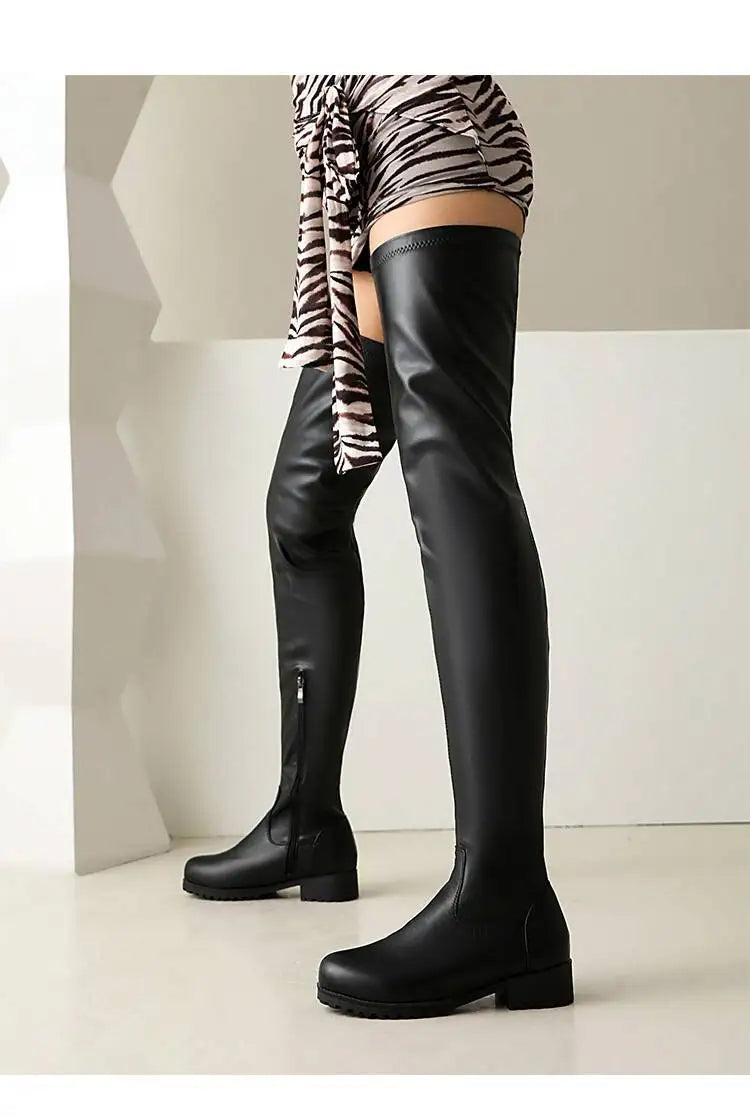 New style fashion thick heeled women's knee high boots - ghoddosh.com