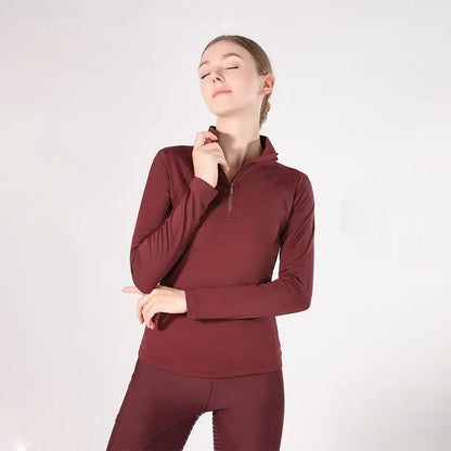Western Zipper Horseback , Long Sleeve  Equestrian Tops