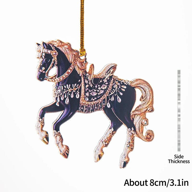 2D Acrylic Horse  Hanging Christmas Tree Ornaments - Ghoddosh.com